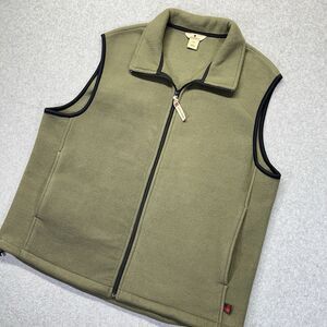 WOOLRICH Fleece Vest Mens Large L Olive Green Full Zip Work Wear 17211